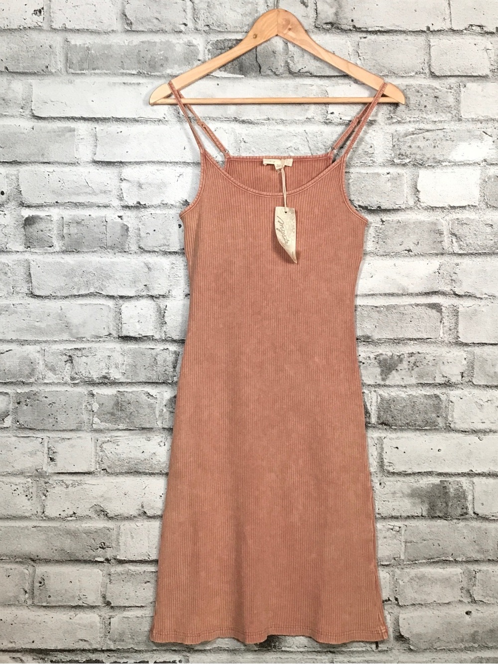 NWT. Ribbed Slip Dress in Dusty Rose - S
